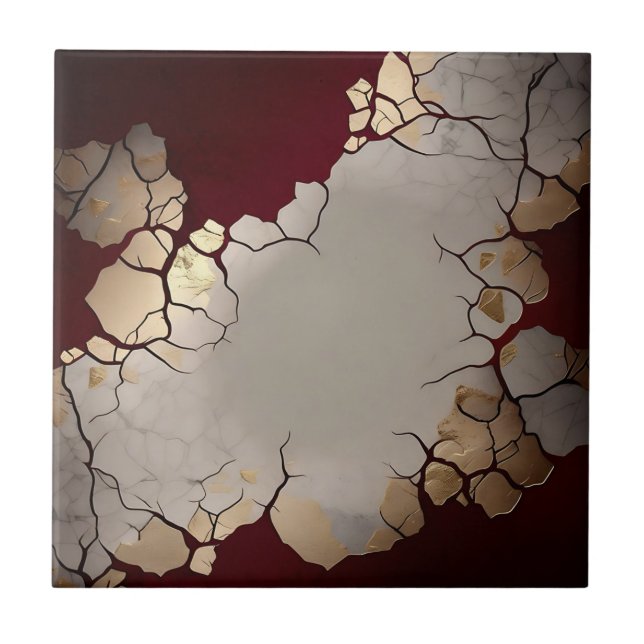 Red Marble With Silver And Gold Tile (Front)