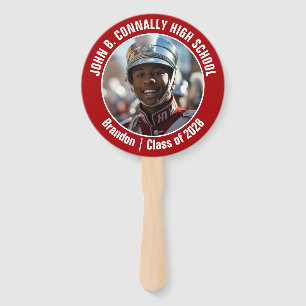 Red Marching Band Photo High School Spirit Hand Fan
