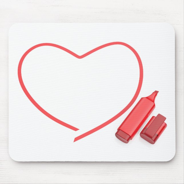 Red marker and red heart mouse pad (Front)