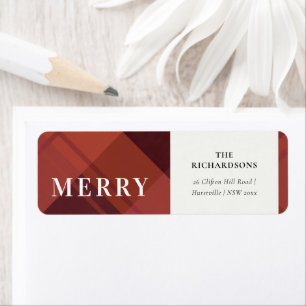 Red Maroon Marsala Plaid Joyeux Noël Adresse
