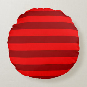 Red Maroon Stripes Design Round Pillow