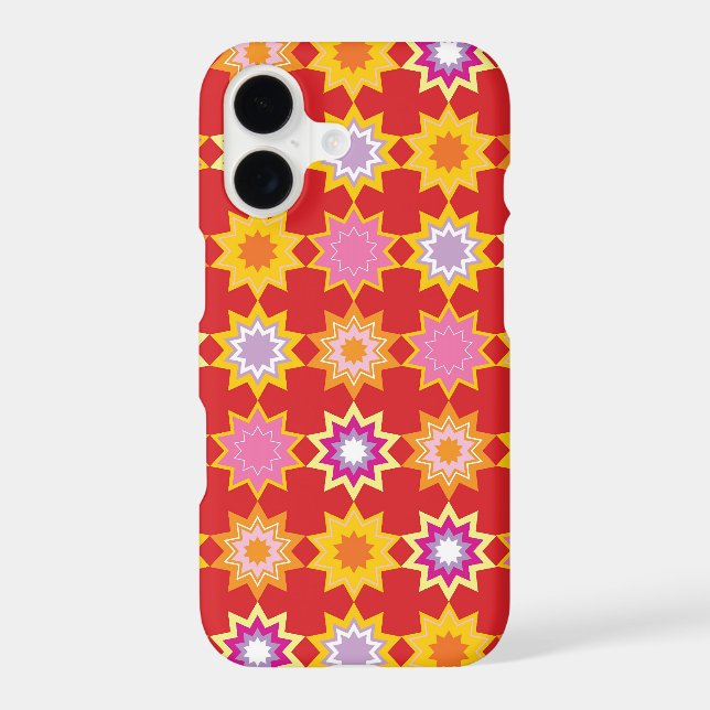 Red Marrakesh Stars Mosaic Artistic Ethnic Pattern (Back)
