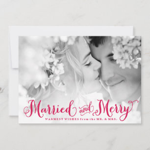 Red Married and Merry Newlywed Christmas Card