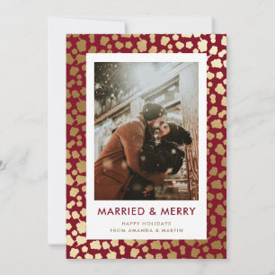 Red Married and Merry Newlywed Photo Holiday Card