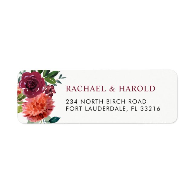 Red Marsala Burgundy Botanical Floral (Front)