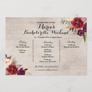Red Marsala Fall Bachelorette Party Itinerary Program