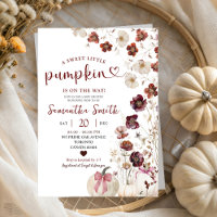 Red Marsala Pumpkin Autumn Wildflower Baby Shower