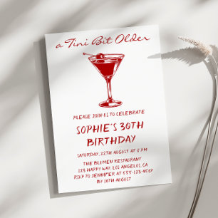 Red Martini A Tini Bit Older 30th Birthday Party Invitation
