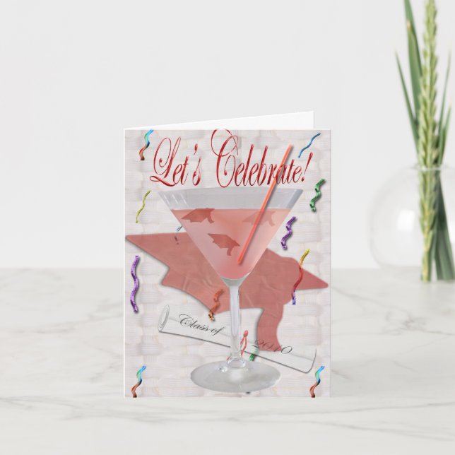 Red Martini Graduation Invitation (Front)