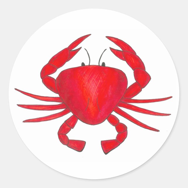 Red Maryland Crab Crabby Seafood Beach Stickers (Front)