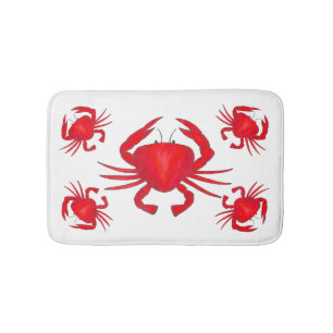 Red Maryland Hardshell Crab Crustacean Beach Bath Mat