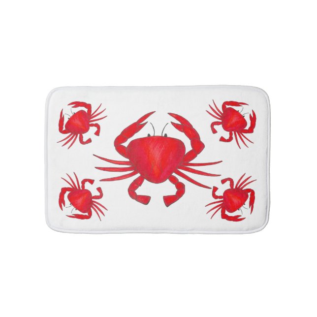Red Maryland Hardshell Crab Crustacean Beach Bath Mat (Front)