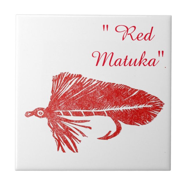 "Red Matuka" streamer trout fly tile. Tile (Front)