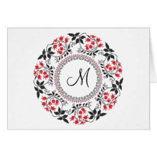 Red May lily ring Personalized Monogram Initial