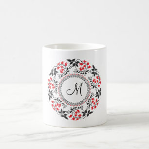 Red May lily ring Personalized Monogram Initial Coffee Mug