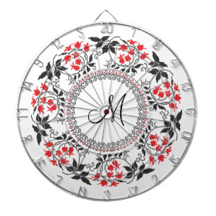 Red May lily ring Personalized Monogram Initial Dartboard