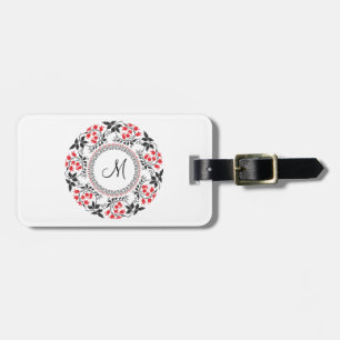 Red May lily ring Personalized Monogram Initial Luggage Tag