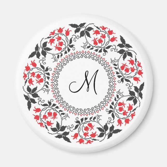 Red May lily ring Personalized Monogram Initial Magnet (Front)