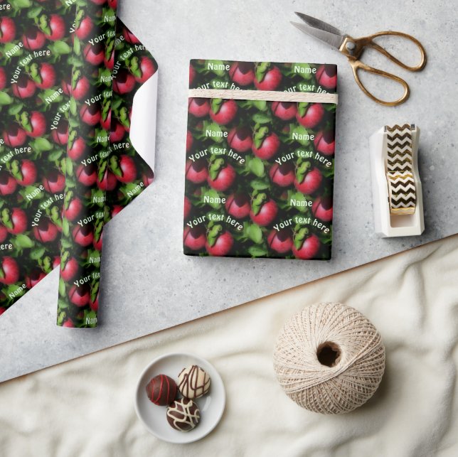 Red McIntosh Apples Nature Personalized Wrapping Paper (Crafts)