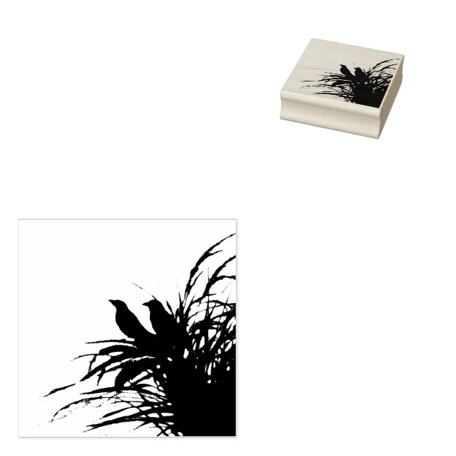 Red Meadowlark Silhoutte Rubber Stamp (Stamped)