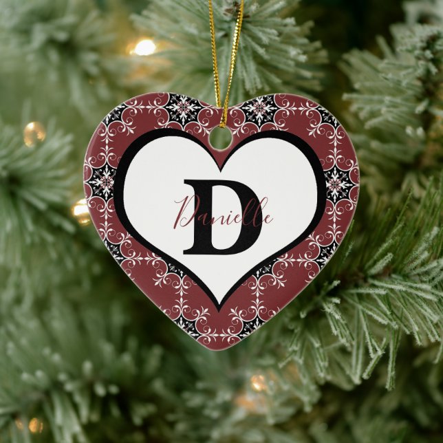 Red medallion personalized ceramic ornament (Tree)
