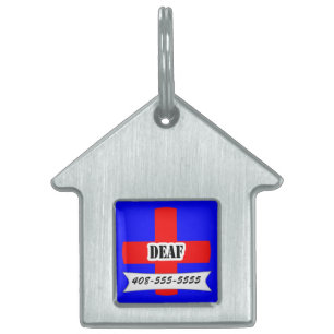 Red Medic Alert Deaf Pet Name Template Pet Tag