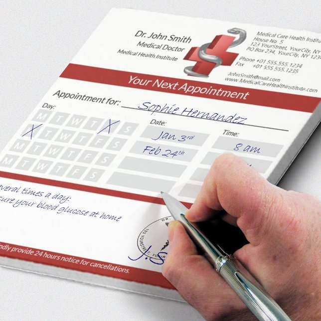 Red Medical Cross Symbol Snake Silver Appointment Notepad (Creator Uploaded)