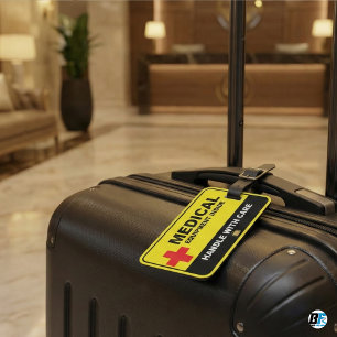 Red Medical Equipment Inside Handle With Care Aler Luggage Tag