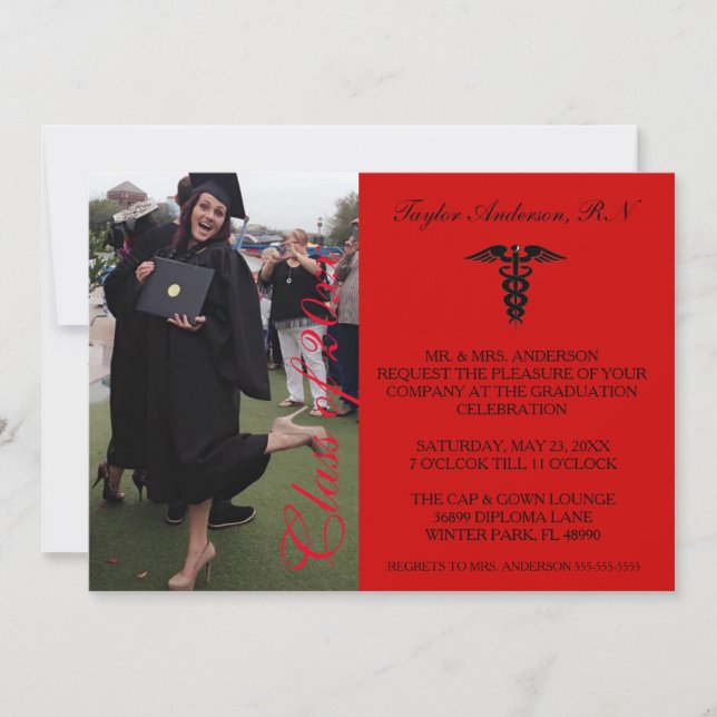 Red Medical RN School Graduation Announcement (Front)