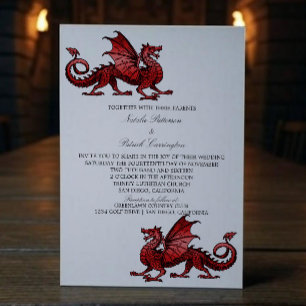Red Medieval Dragon Wedding Invite