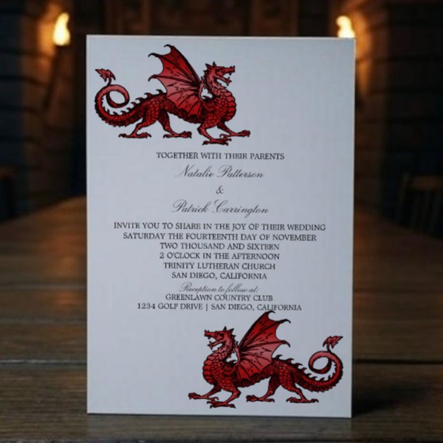 Red Medieval Dragon Wedding Invite (Red Medieval Dragon Wedding Invite)