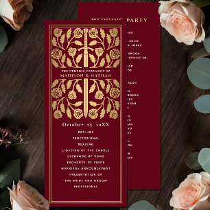 Red Medieval Gold Sword Royal Wedding Program