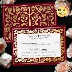 Red Medieval Gold Sword Royal Wedding RSVP