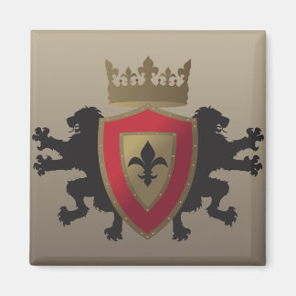 Red Medieval Lion Heraldry Magnet