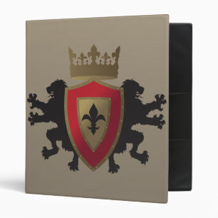 Red Medieval Lion Heraldry School Binder