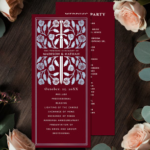 Red Medieval Silver Sword Royal Wedding Program