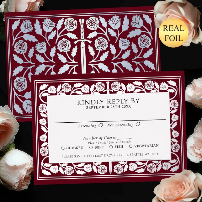 Red Medieval Silver Sword Royal Wedding RSVP (Creator Uploaded)