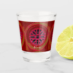 Red medieval window mandala Thunder_Cove Shot Glass