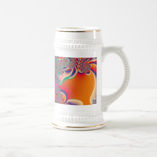Red Meditation Fractal Abstract Art Beer Stein (Right)