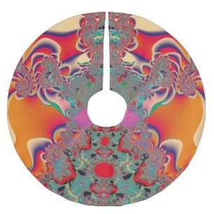 Red Meditation Fractal Abstract Art Brushed Polyester Tree Skirt