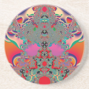 Red Meditation Fractal Abstract Art Coaster