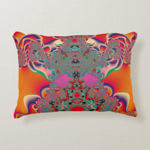 Red Meditation Fractal Abstract Art Decorative Pillow