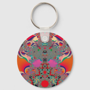 Red Meditation Fractal Abstract Art Keychain