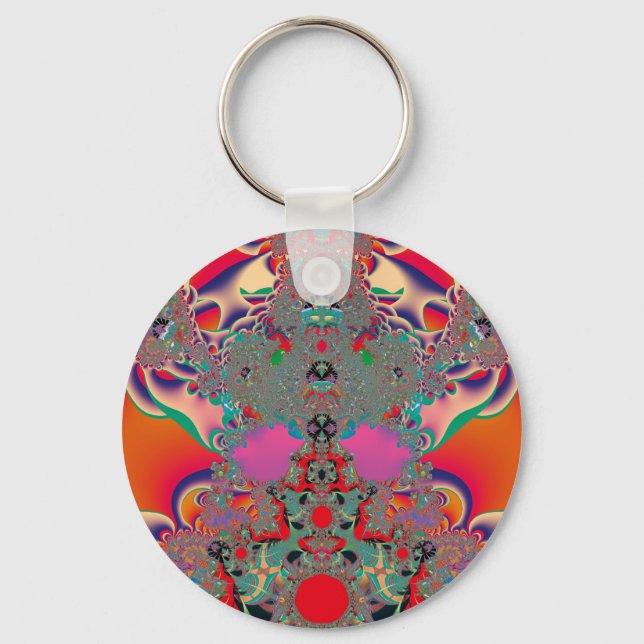 Red Meditation Fractal Abstract Art Keychain (Front)