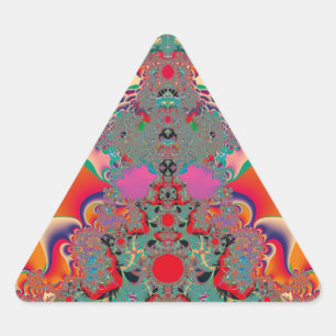 Red Meditation Fractal Abstract Art Triangle Sticker