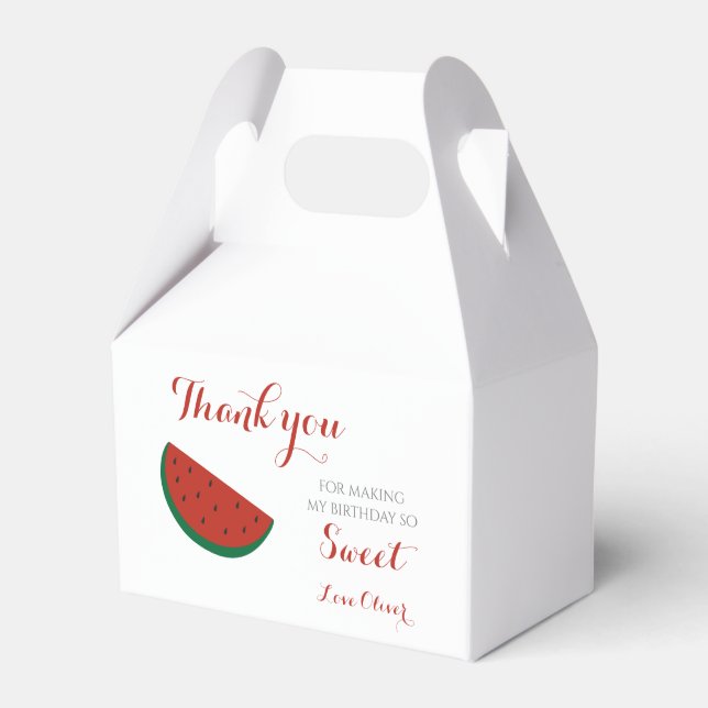 Red Melon Watermelon Summer Birthday Party Favor Box (Front Side)
