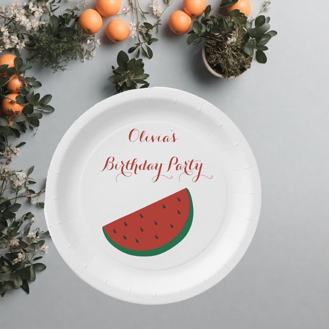 Red Melon Watermelon Summer birthday party Paper Plate (Creator Uploaded)