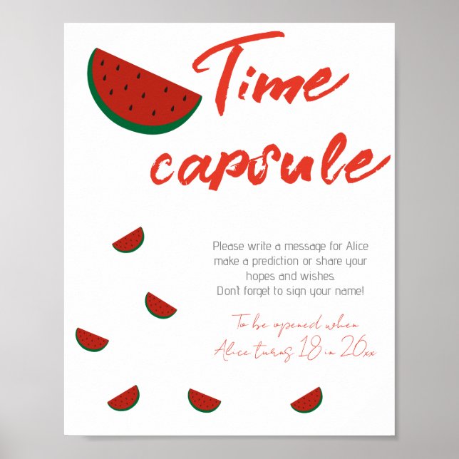 Red Melon Watermelon Summer Birthday Time Capsule Poster (Front)