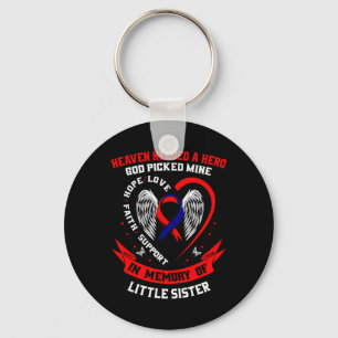 Red Memorial Gifts Little Sister Heart Disease Awa Keychain