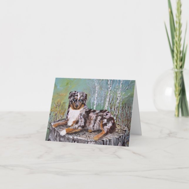 Red Merle Aussie - Beautiful Flower Card (Front)